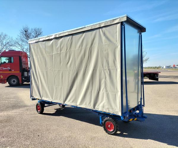 Remorque monotrace bâchée hauteur 2m utile