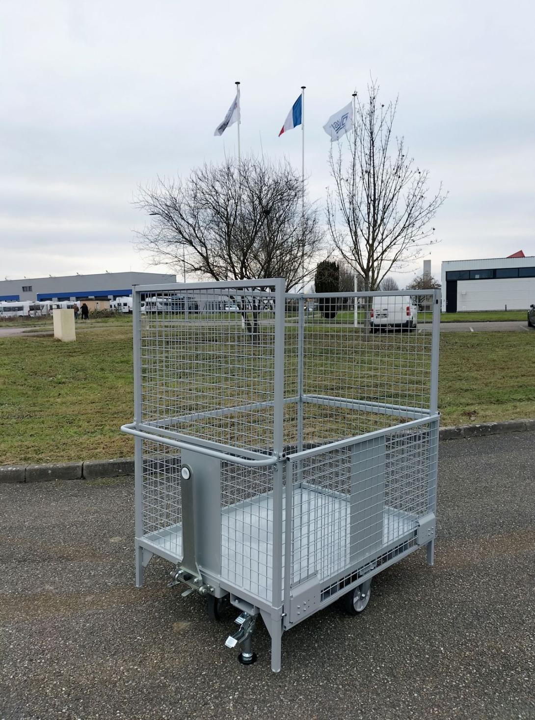 Chariot grillagé ridelle ouverte